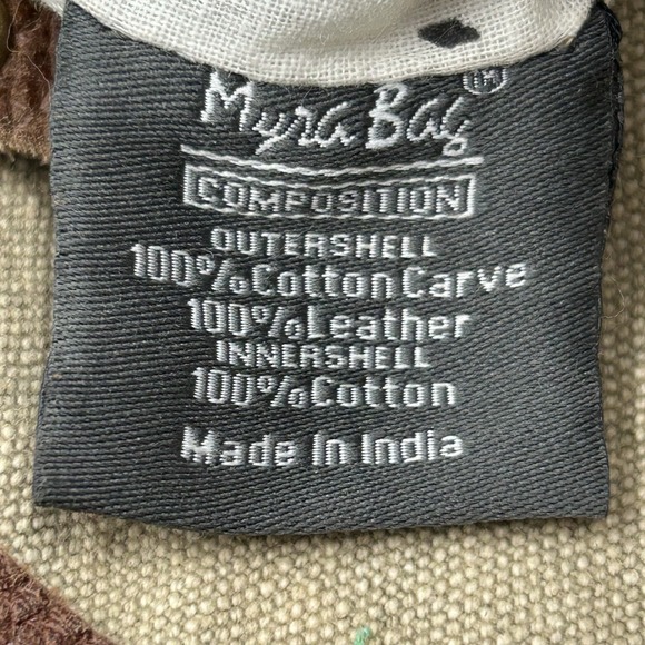 Myra Canvas & Leather Crossbody Upcycled Bag Reindeer Stag Tan Khaki Brown 12x11 - Picture 7 of 14